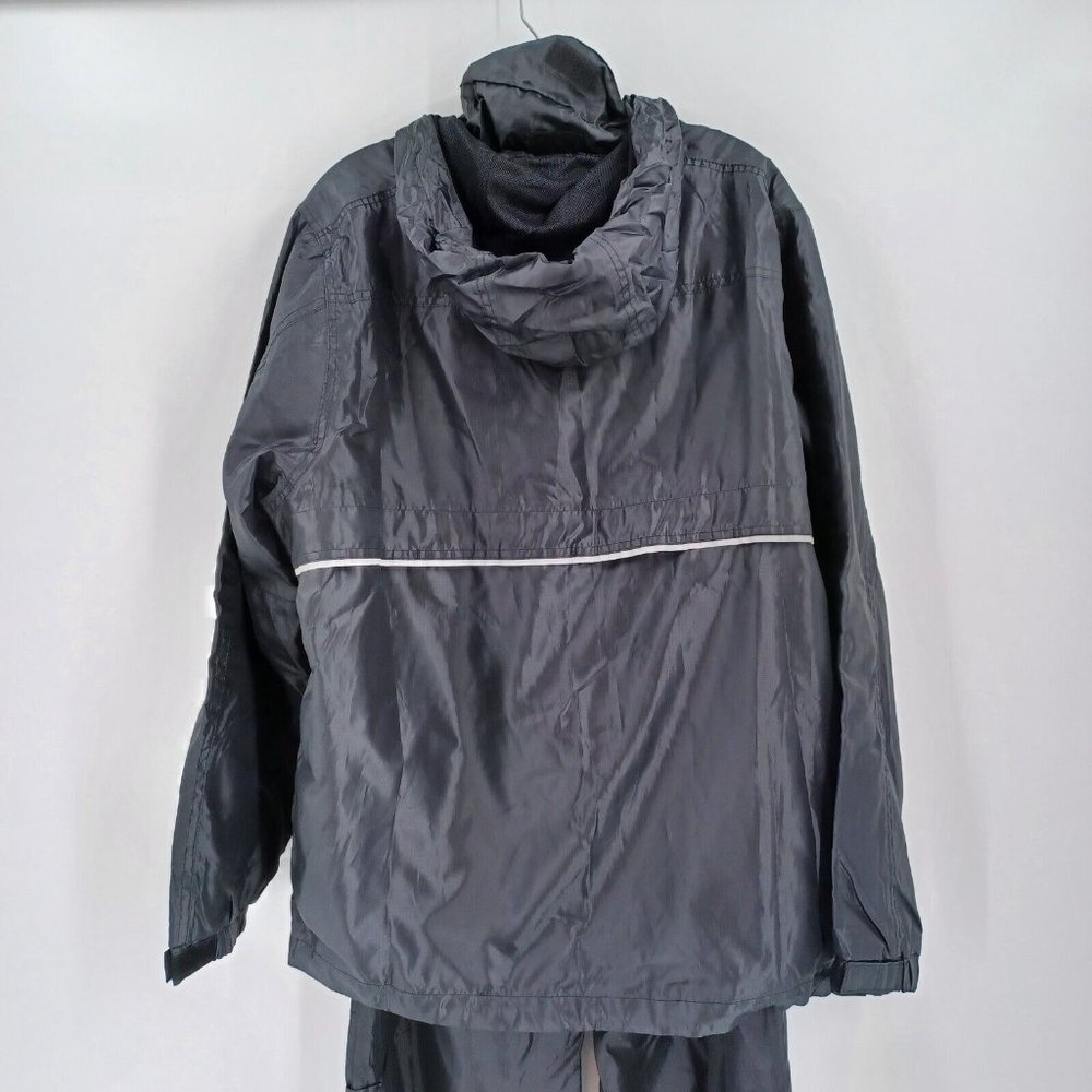 SKIN360 M 2 Piece Set Suit Jacket Pants Hidden Hood Full Zip Pockets Wind Proof - Picture 7 of 16